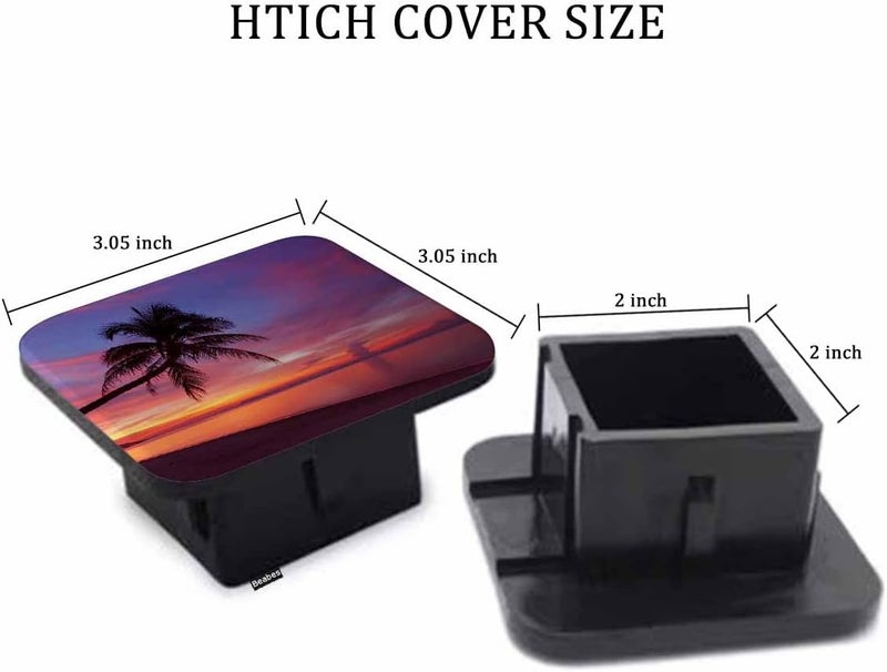 Beabes Ocean Trailer Hitch Covers Tropical Ocean Beach Palm Tree Sunset Heavy Duty Receiver Tube Cover 2 Inch, Towing Hitch Plug Covers Hitch Caps for RVs SUVs Trucks and Cars - Image 2